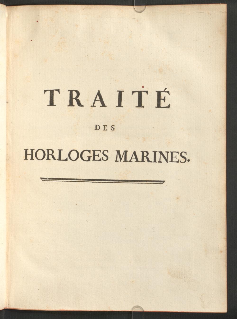 Traité des horloges marines 1773年版の略扉